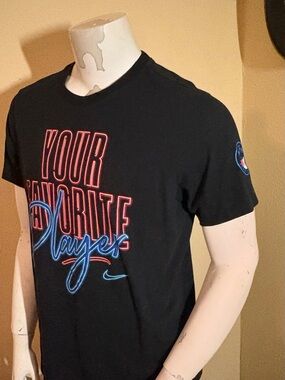 Nike Black Men’s Short-Sleeve Tee with Neon Red and Blue Graphic